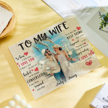 Custom Building Block Puzzle Personalized Photo and Name Brick To My Wife