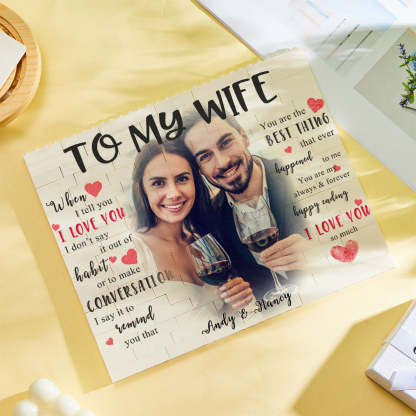Custom Building Block Puzzle Personalized Photo and Name Brick To My Wife