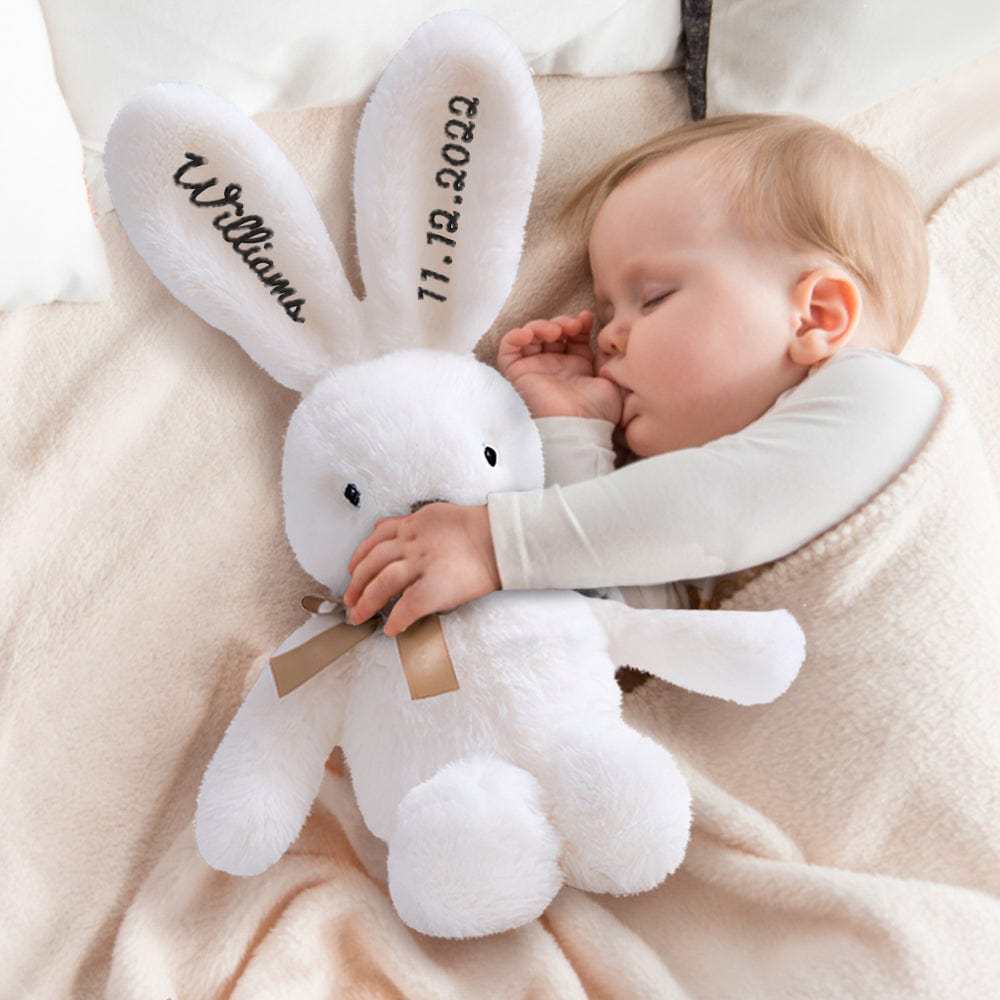 Custom Embroidered Bunny Personalised Long Ears Bunny Rabbit Easter Gift for Baby