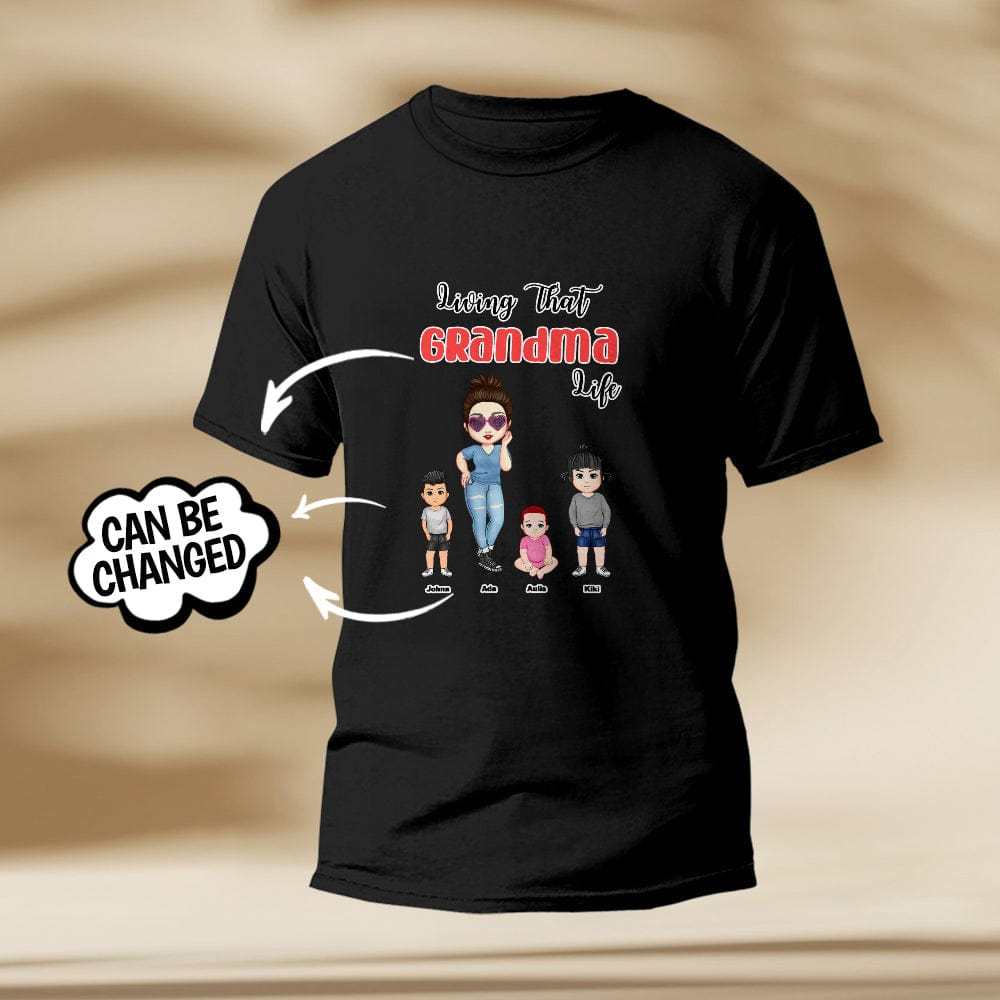 Custom Engraved T-Shirt Living That Grandma Life Pretty Girl Gift For Grandma