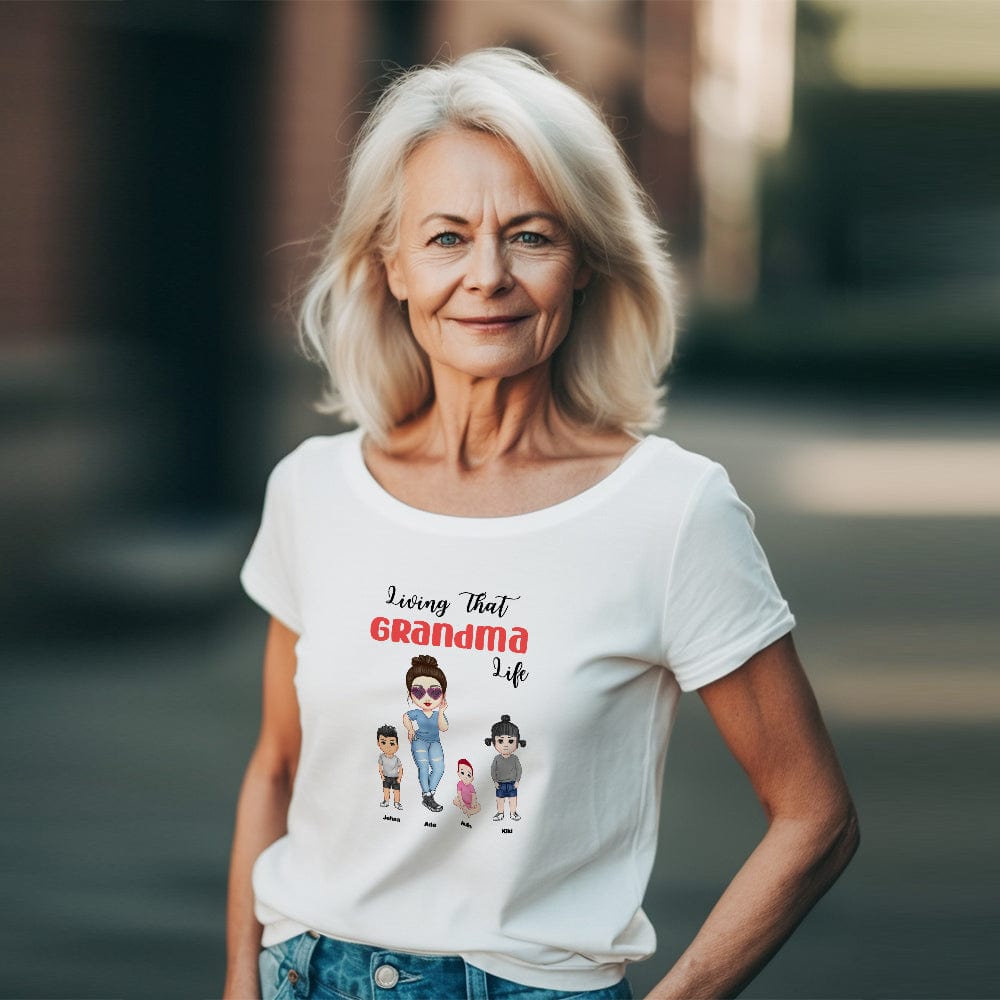 Custom Engraved T-Shirt Living That Grandma Life Pretty Girl Gift For Grandma