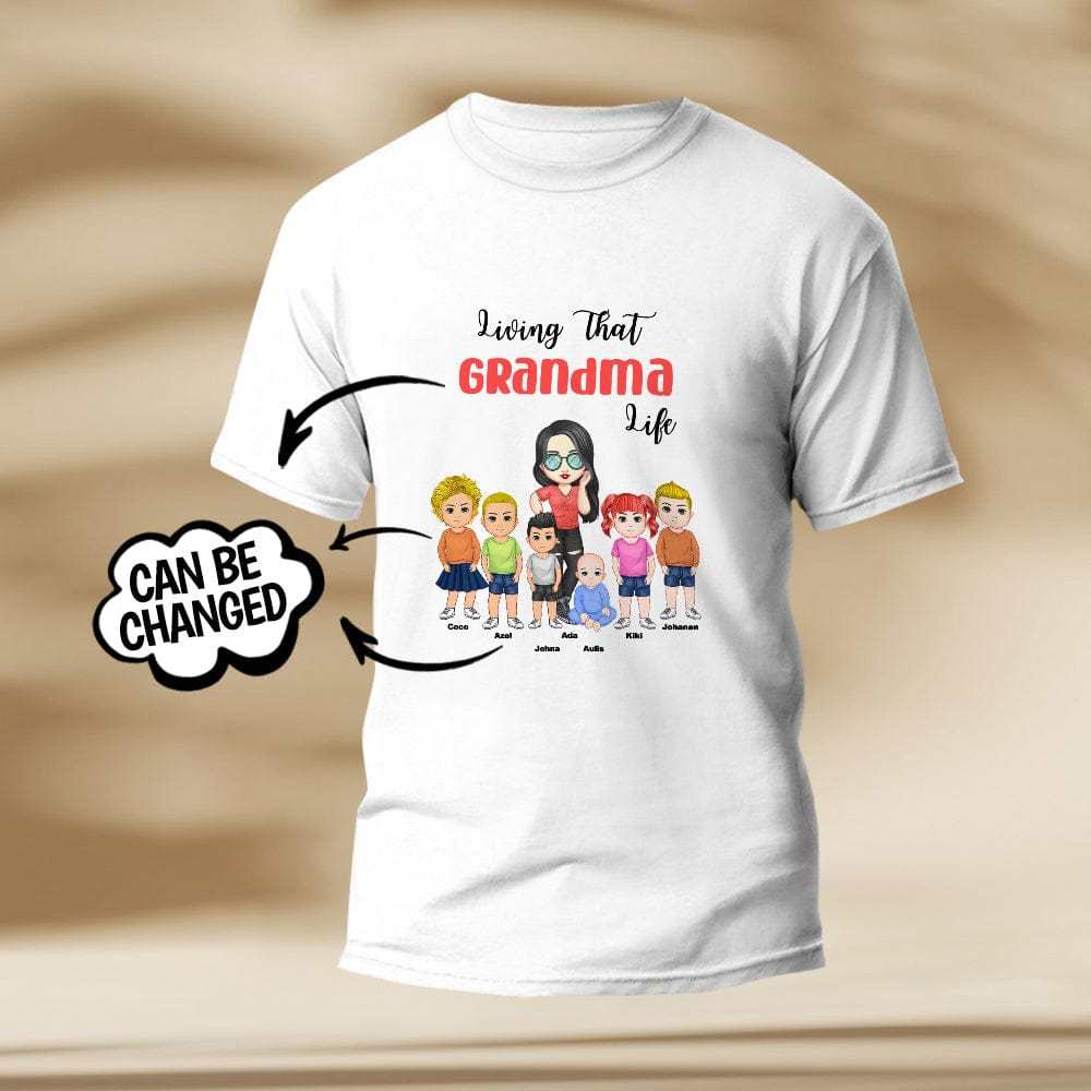 Custom Engraved T-Shirt Living That Grandma Life Pretty Girl Gift For Grandma