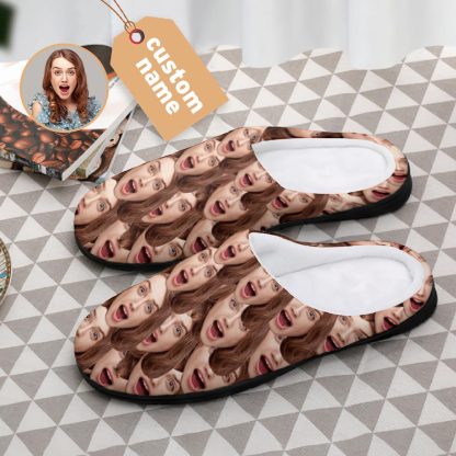Personalised Face Cotton Slippers Warm Funny Indoor Cozy Slippers
