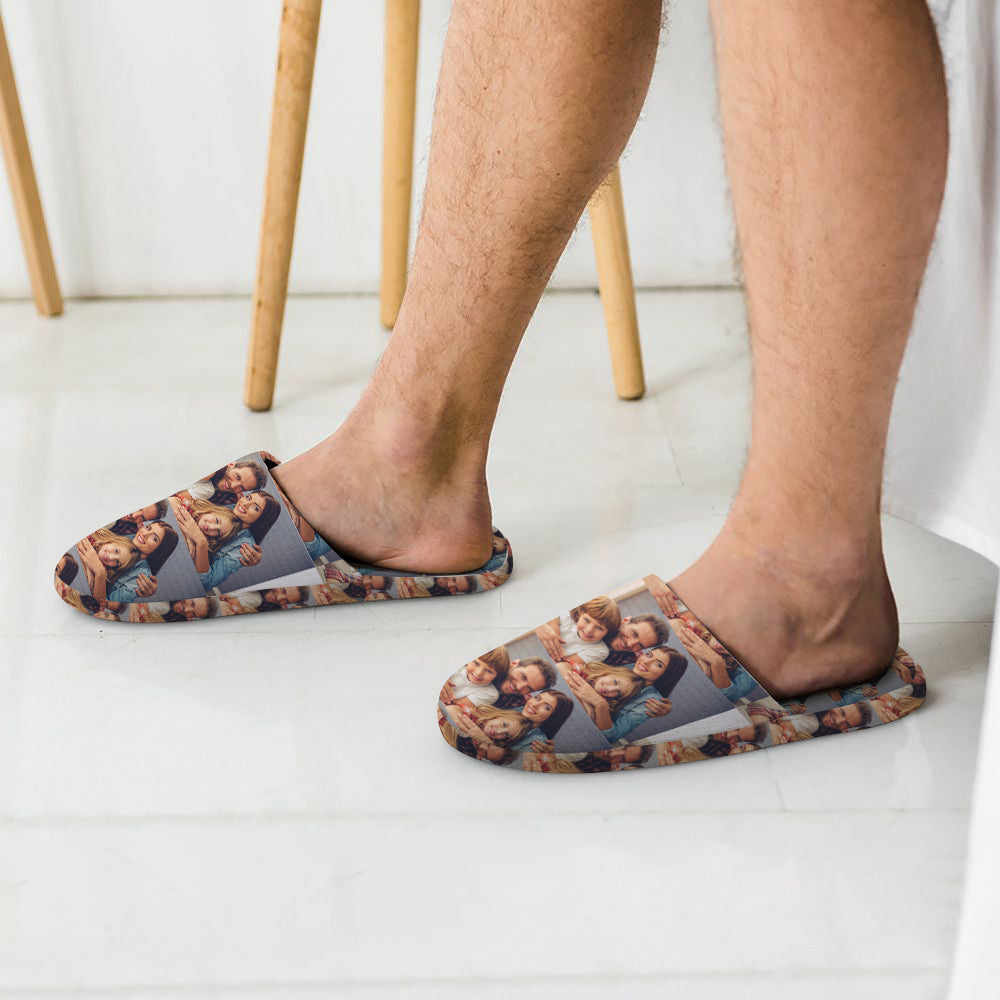 Custom Photo Women's and Men's Slippers Personalized Casual House Shoes Indoor Outdoor Bedroom Cotton Slippers