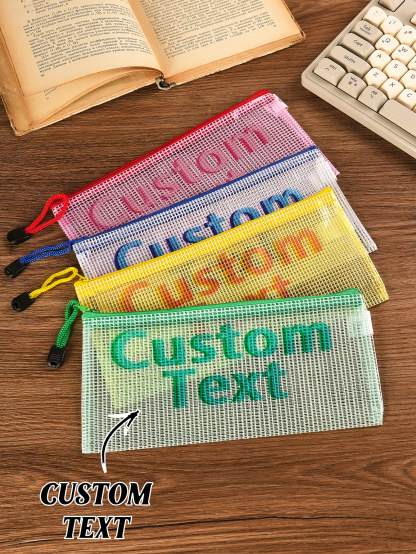 Personalized Wedding Stationery Zipper Bag - Custom Text Design