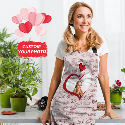 Personalized Heart Photo Apron Pink Love Valentine Apron