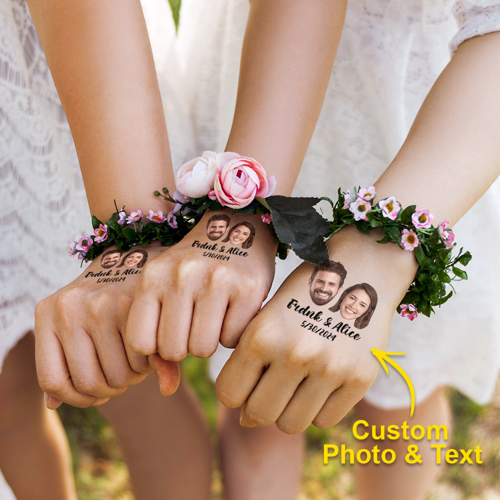 Personalized Waterproof Temporary Face Photo Tattoo Stickers with Name Set of 15 Bachelorette Party Birthday Wedding Favors