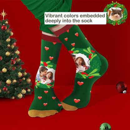 Custom Socks With Mistletoe and Heart Christmas Gifts for Family