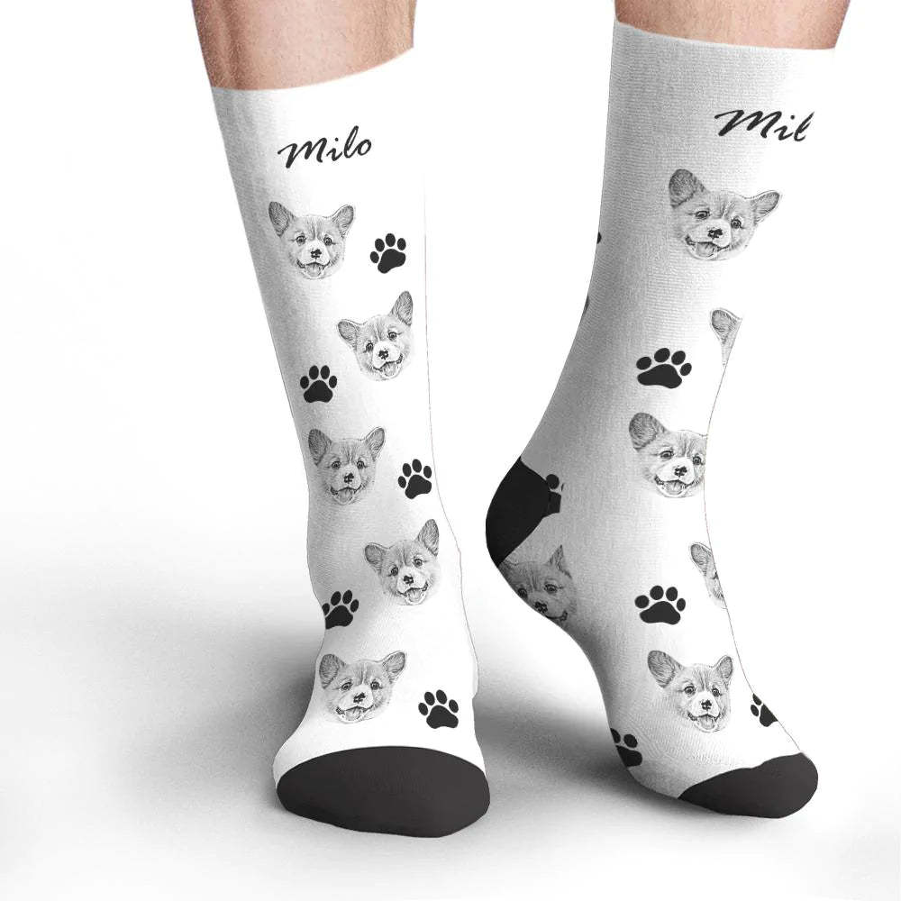 Custom Socks Pet Face Photo Socks Text Name Photoprint Socks For Pet