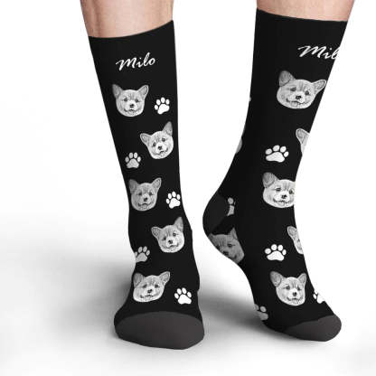 Custom Socks Pet Face Photo Socks Text Name Photoprint Socks For Pet