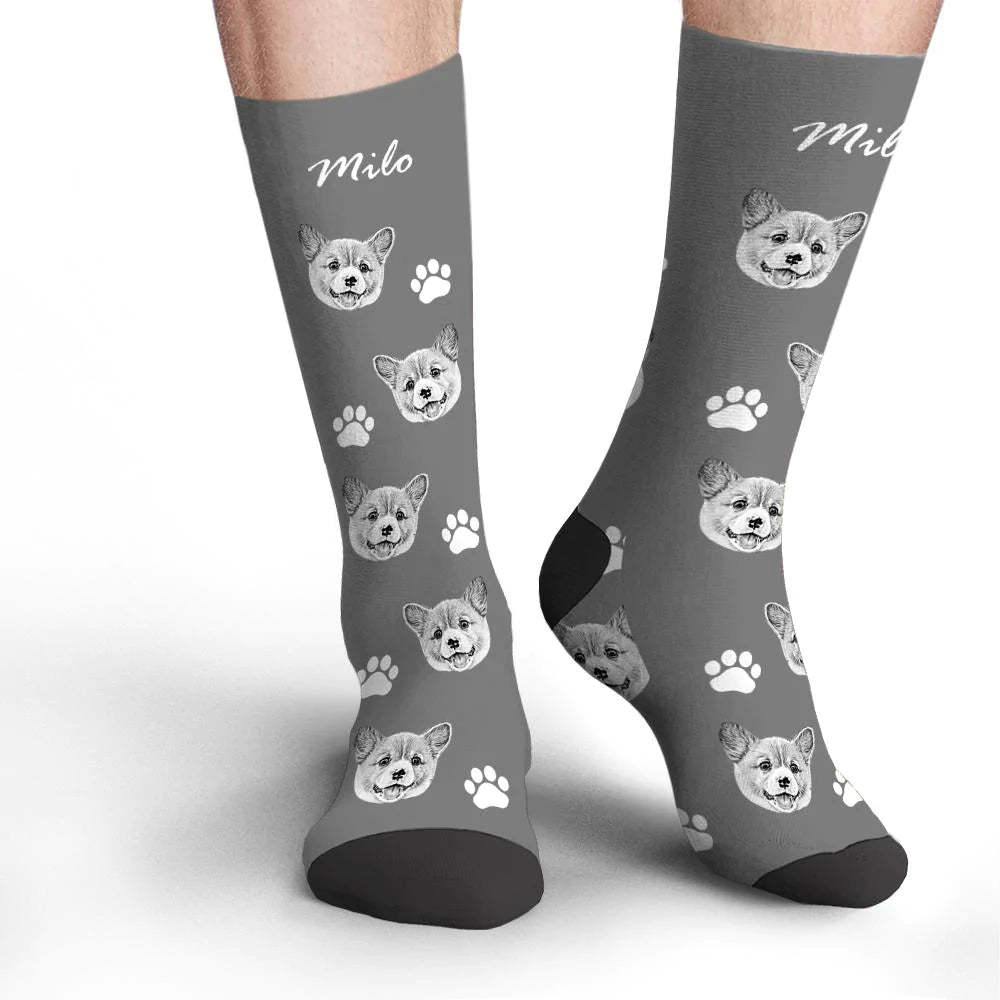 Custom Socks Pet Face Photo Socks Text Name Photoprint Socks For Pet