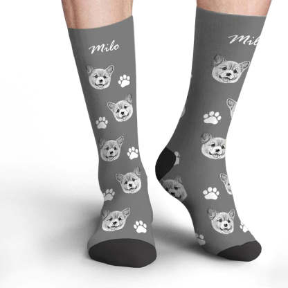Custom Socks Pet Face Photo Socks Text Name Photoprint Socks For Pet