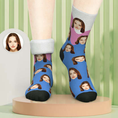 Custom Photo Thick Socks Melting Ice Cream Creative Gifts
