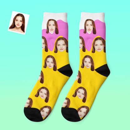 Custom Photo Thick Socks Melting Ice Cream Creative Gifts