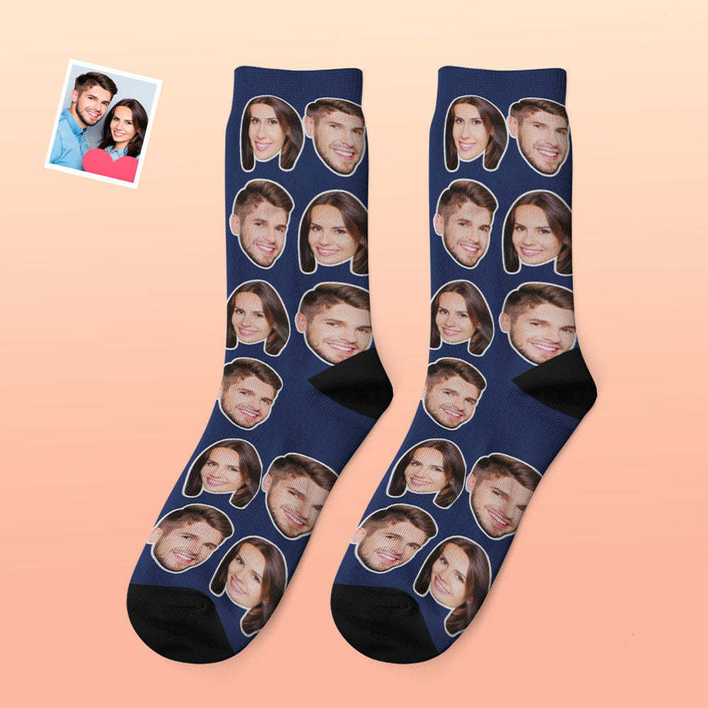 Custom Photo Thick Socks Winter Warm Couple Gifts