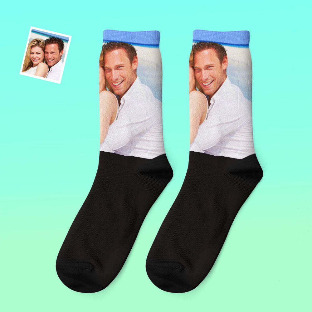 Custom Photo Thick Socks Winter Commemorate Couple Gifts