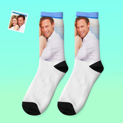 Custom Photo Thick Socks Winter Commemorate Couple Gifts