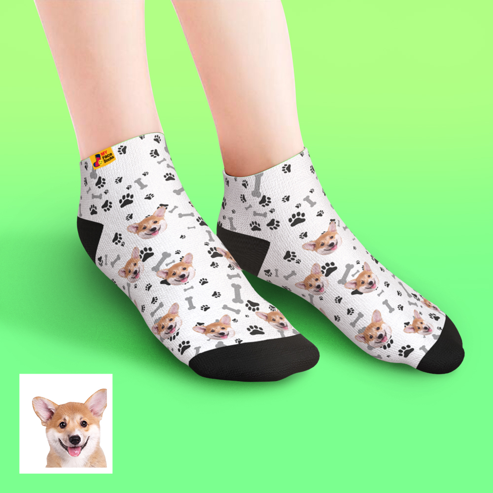 Custom Face Low Cut Ankle Socks with Dog Gift for Pet Lover
