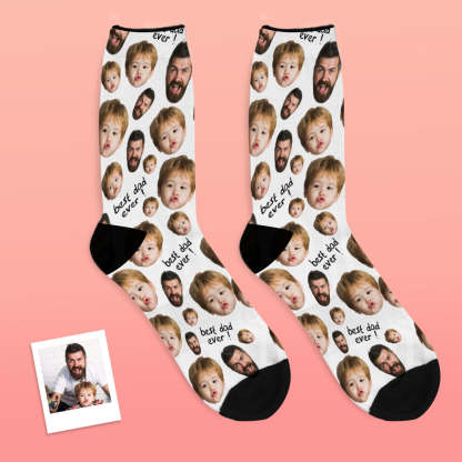 Father's Day Gifts, Custom Face Socks To The Best Dad - Black