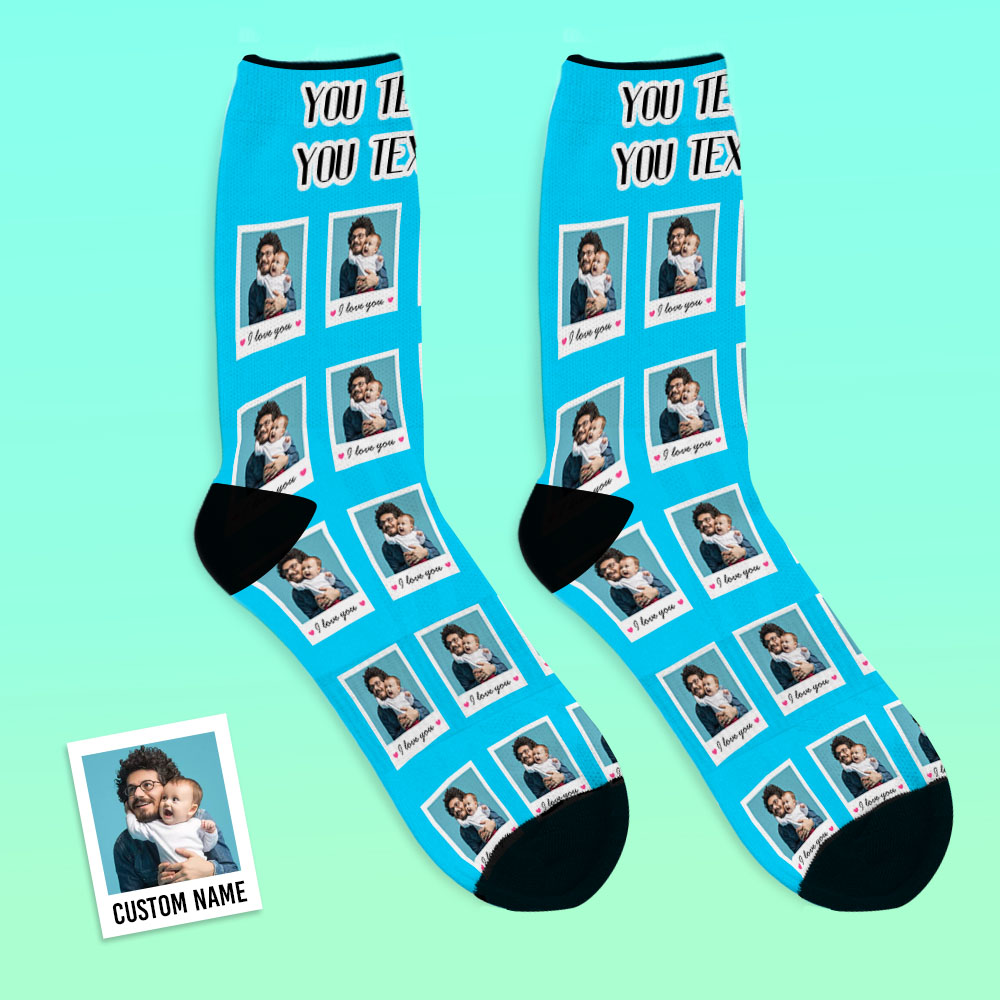 Online Preview Custom I Love You Polaroid Socks