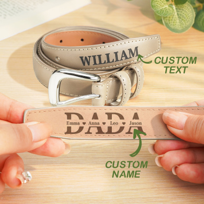 Personalized Men's PU Leather Belt with Engraved Name Belt Birthday Gift for Dad