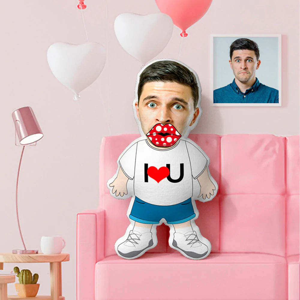 Custom Face Pillow Female I LOVE U Pillow Personalized Face MinIMe Pillow