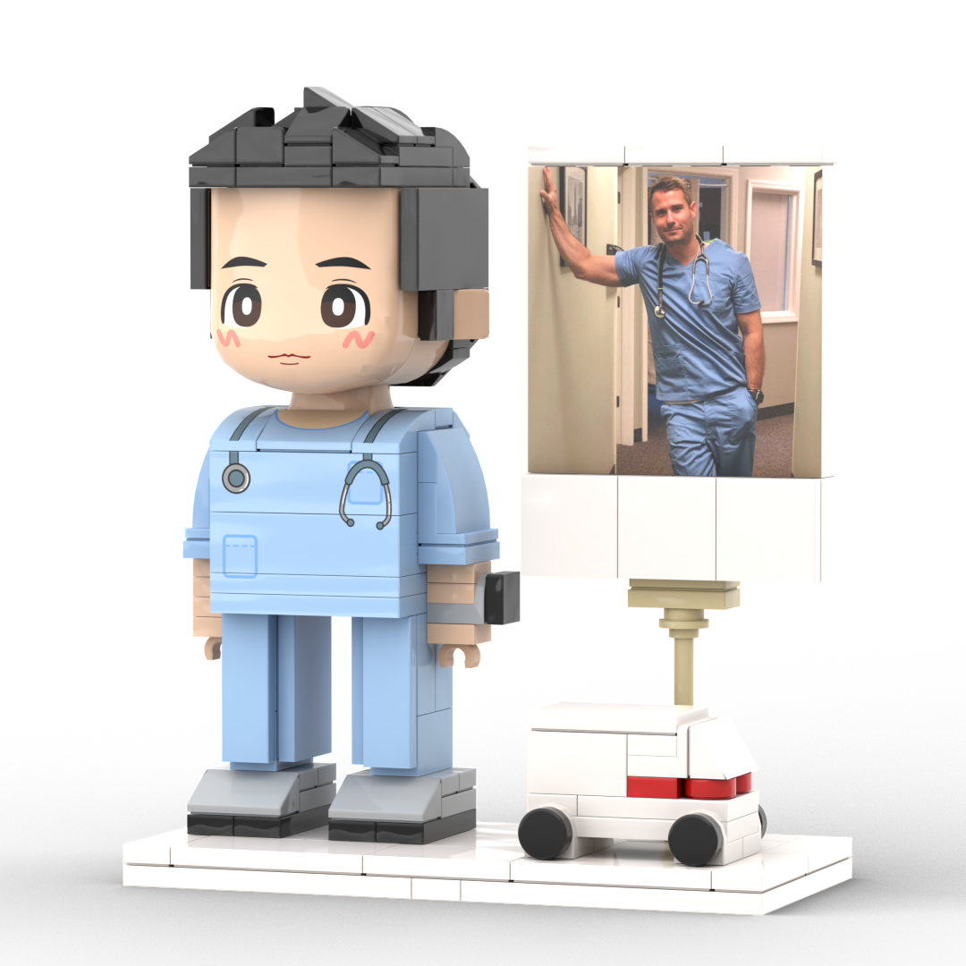 Full Body Customized 1 Person Brick Figures with Photo Doctor Theme Gift Birthday Gift Valentines Gift Father's Day Gift
