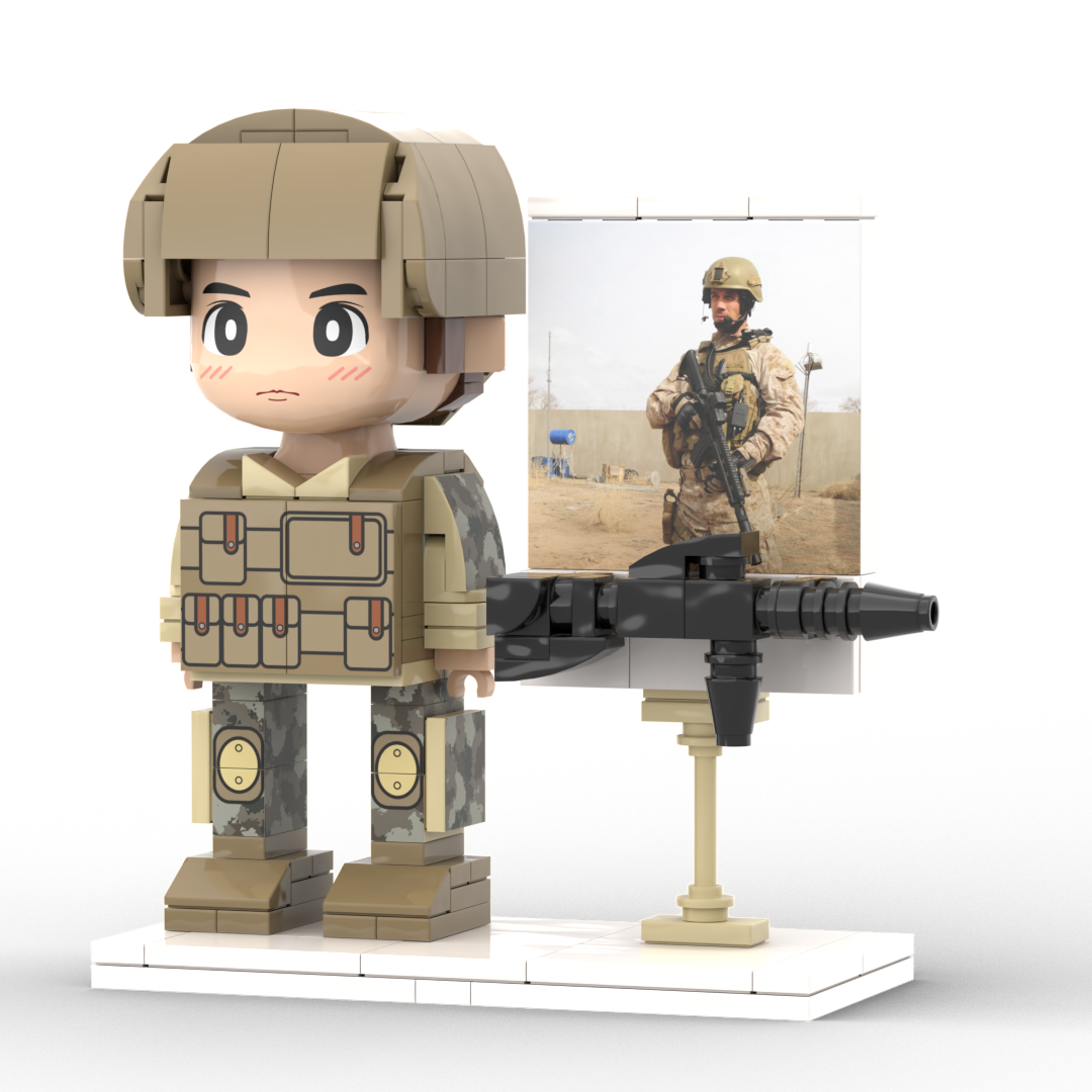 Full Body Customized 1 Person Brick Figures with Photo Soldier Theme Gift Birthday Gift Valentines Gift Father's Day Gift