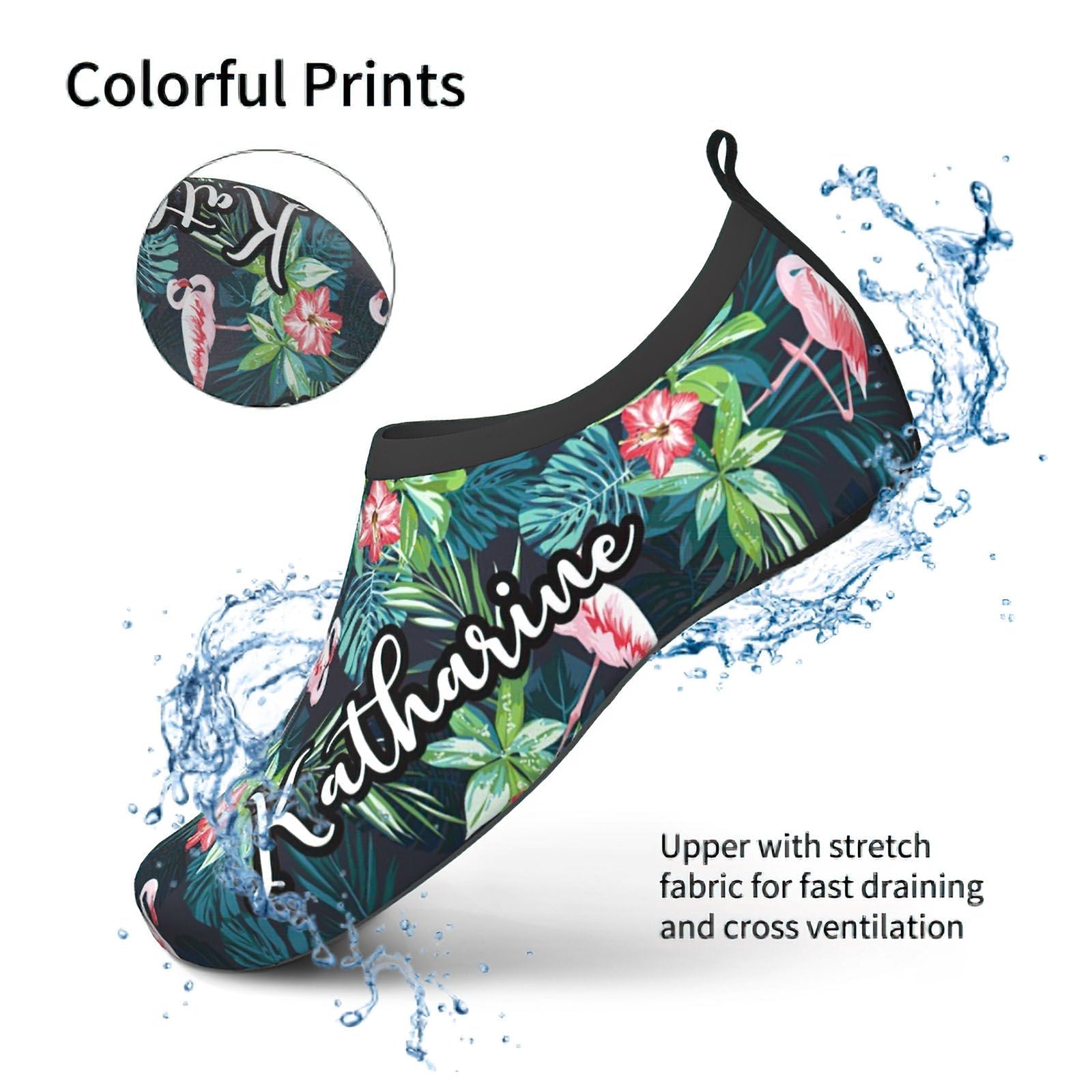 Personalized Water Sports Shoes Custom Name Slip Resistant Work Shoes Quick Dry Swim Shoes for Pool Beach Sand