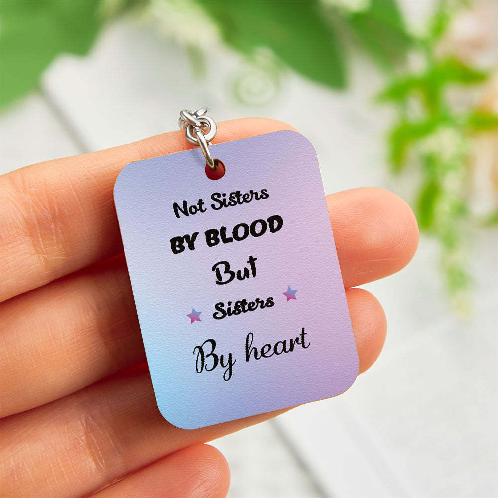 Cartoon Sister Image Wooden Keychian Custom Engraved Back View Keychain For Friend