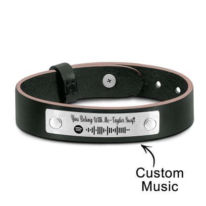 Custom Soundwaves Bracelet Leather Creative Music Gifts