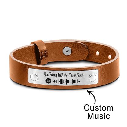 Custom Soundwaves Bracelet Leather Creative Music Gifts