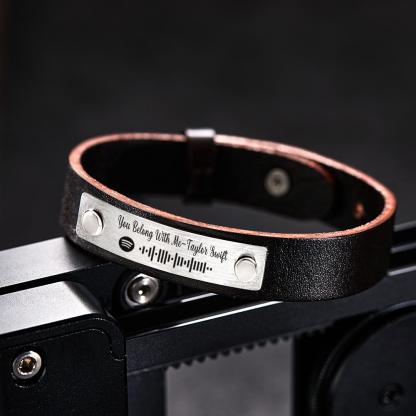 Custom Soundwaves Bracelet Leather Creative Music Gifts