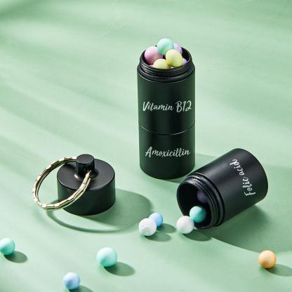 Custom Engraved keychain Pill box Portable Creative Gifts