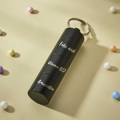 Custom Engraved keychain Pill box Portable Creative Gifts