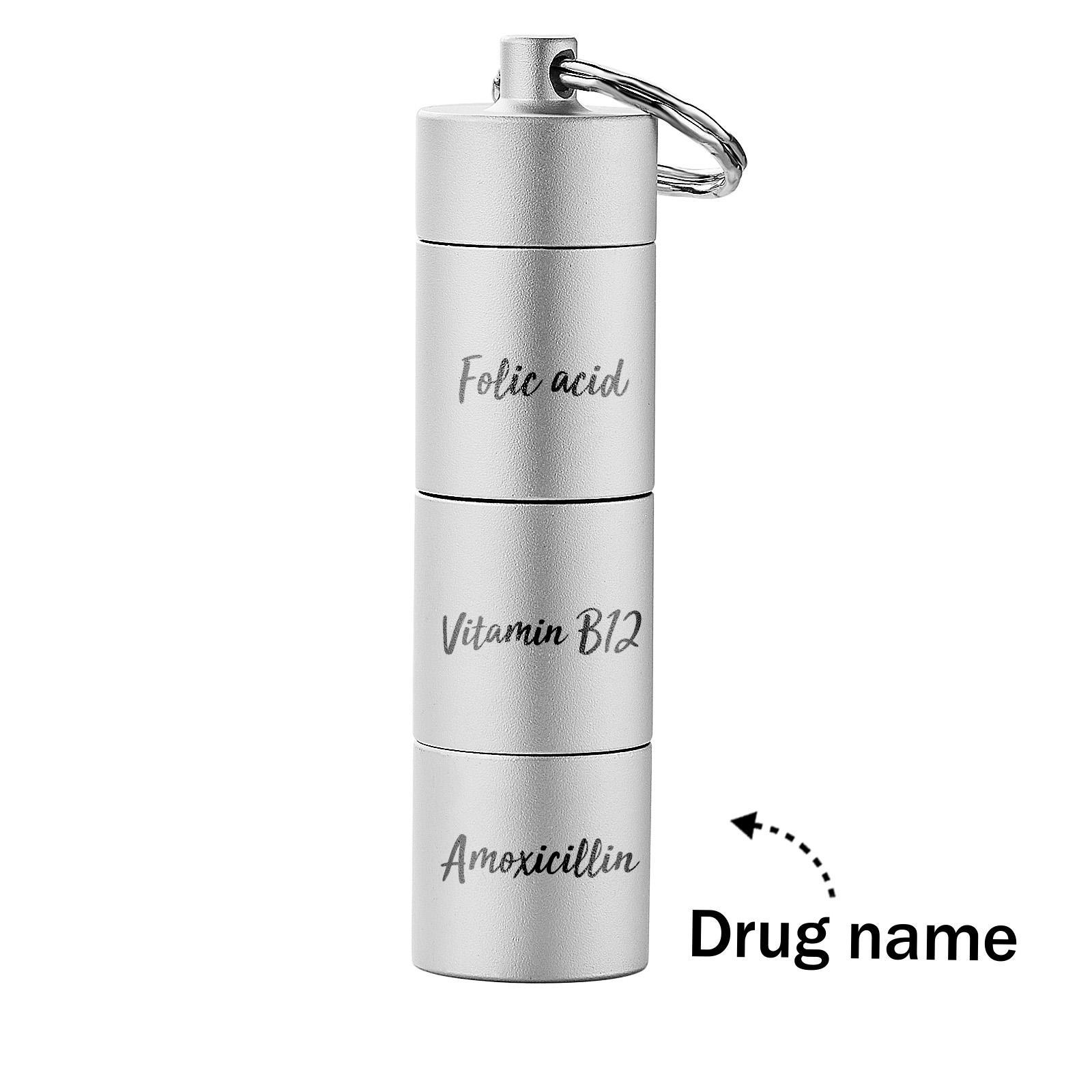 Custom Engraved keychain Pill box Portable Creative Gifts