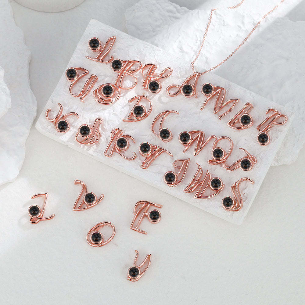 A-Z 26 Letters Custom Projection Necklace 925 Sterling Silver