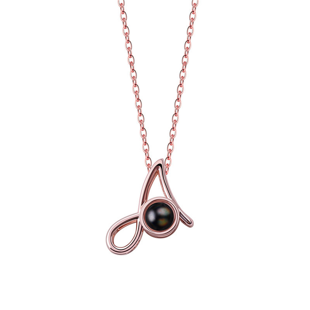 A-Z 26 Letters Custom Projection Necklace 925 Sterling Silver
