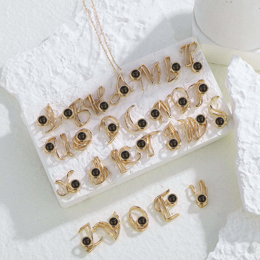 A-Z 26 Letters Custom Projection Necklace 925 Sterling Silver