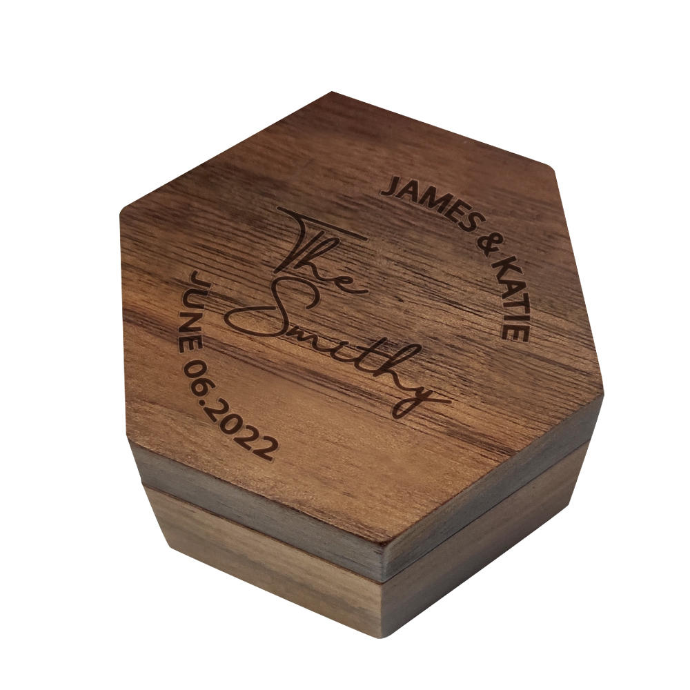 Six styles of Customized Hexagon Wooden Jewelry Box Wedding Ring Box