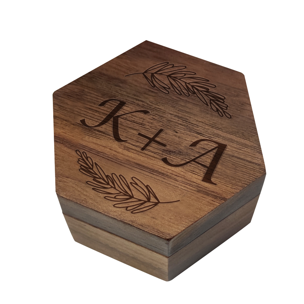 Six styles of Customized Hexagon Wooden Jewelry Box Wedding Ring Box