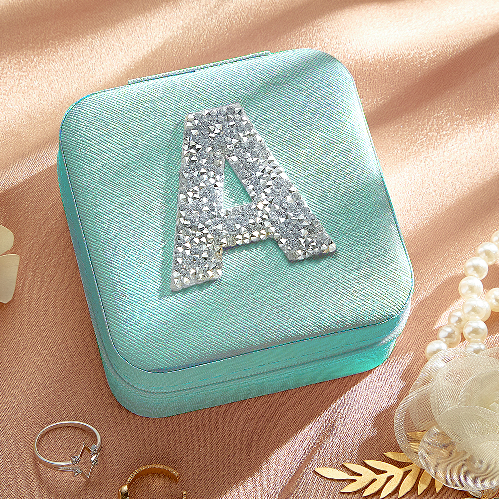 Personalized Jewelry Box with Glitter Letter Bridesmaid Gift for Her