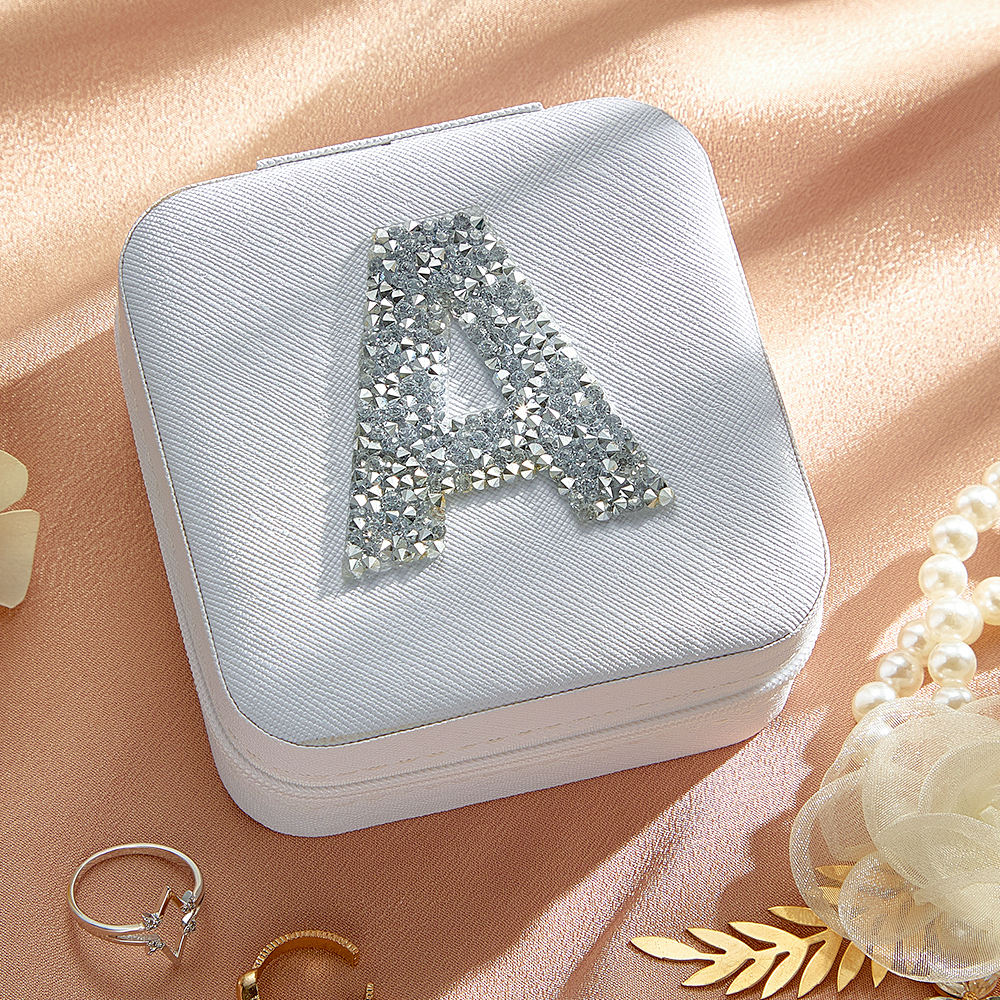 Personalized Jewelry Box with Glitter Letter Bridesmaid Gift for Her