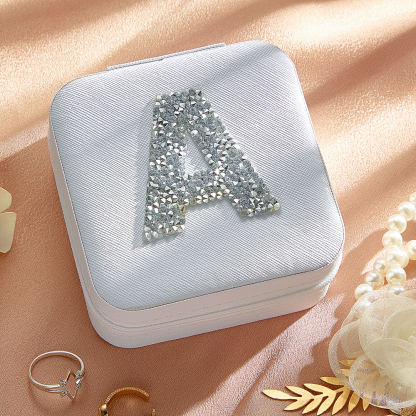 Personalized Jewelry Box with Glitter Letter Bridesmaid Gift for Her