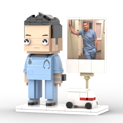 Full Body Customized 1 Person Brick Figures with Photo Doctor Theme Gift Birthday Gift Valentines Gift Father's Day Gift