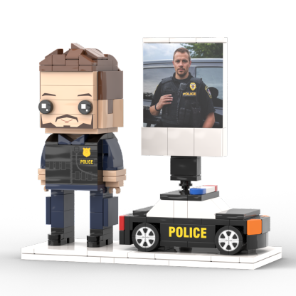Full Body Customized 1 Person Brick Figures with Photo Police Theme Gift Birthday Gift Valentines Gift Father's Day Gift