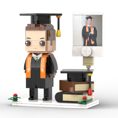 Full Body Customized 1 Person Brick Figures with Photo Graduation Season Theme Graduation Gift