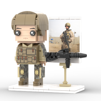 Full Body Customized 1 Person Brick Figures with Photo Soldier Theme Gift Birthday Gift Valentines Gift Father's Day Gift