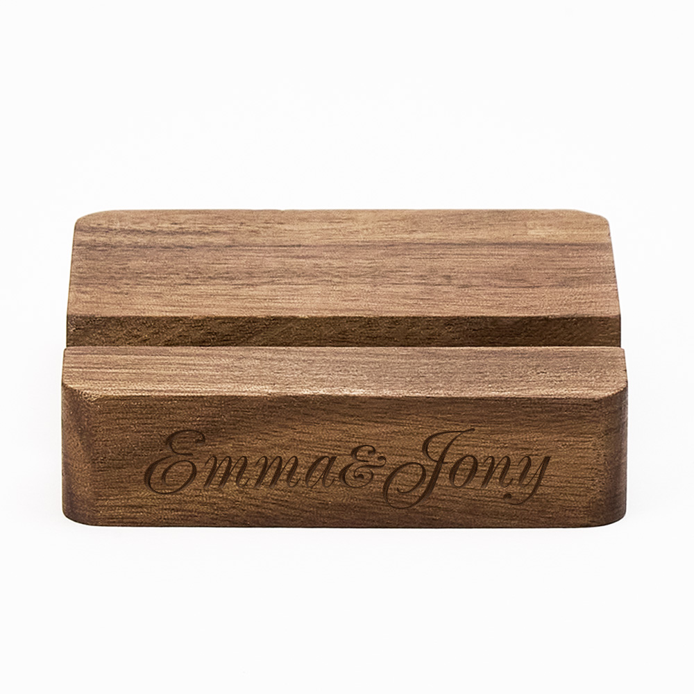 Custom Text Walnut Wooden Phone/Music Fridge Magnet Stand with Single Slot