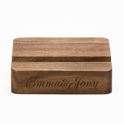 Custom Text Walnut Wooden Phone/Music Fridge Magnet Stand with Single Slot